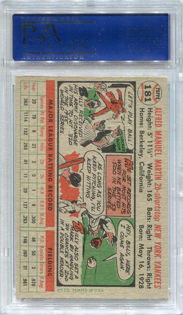 1956 Topps 181 Billy Martin PSA 8 OC NM-MT