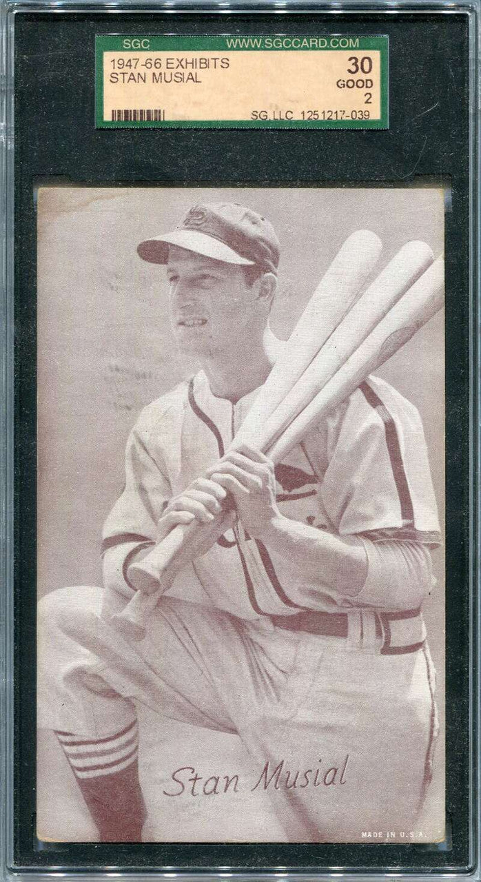 1947-66 Exhibits 164a Stan Musial Three Bats Kneeling SGC 30 Good 2