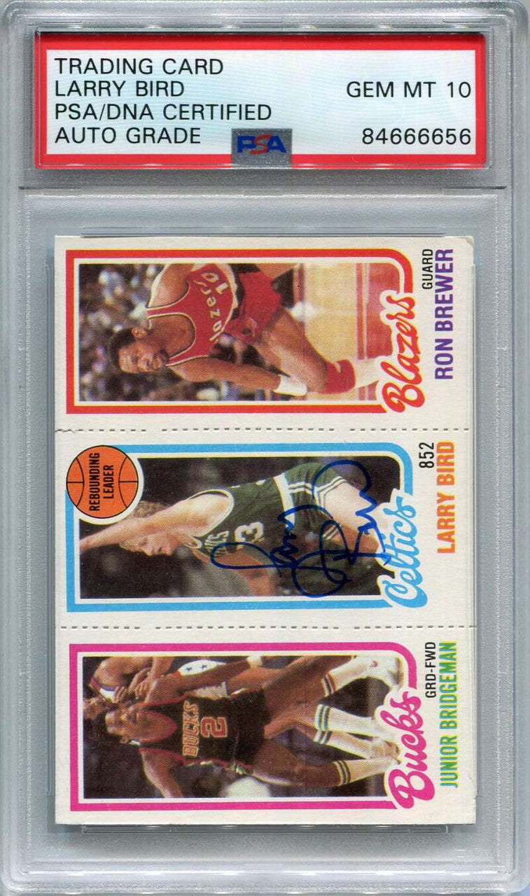 SOLD 136398 1980-81 Topps Brewer Bridgeman Larry Bird Rookie PSA/DNA GEM MT 10 Auto Grade
