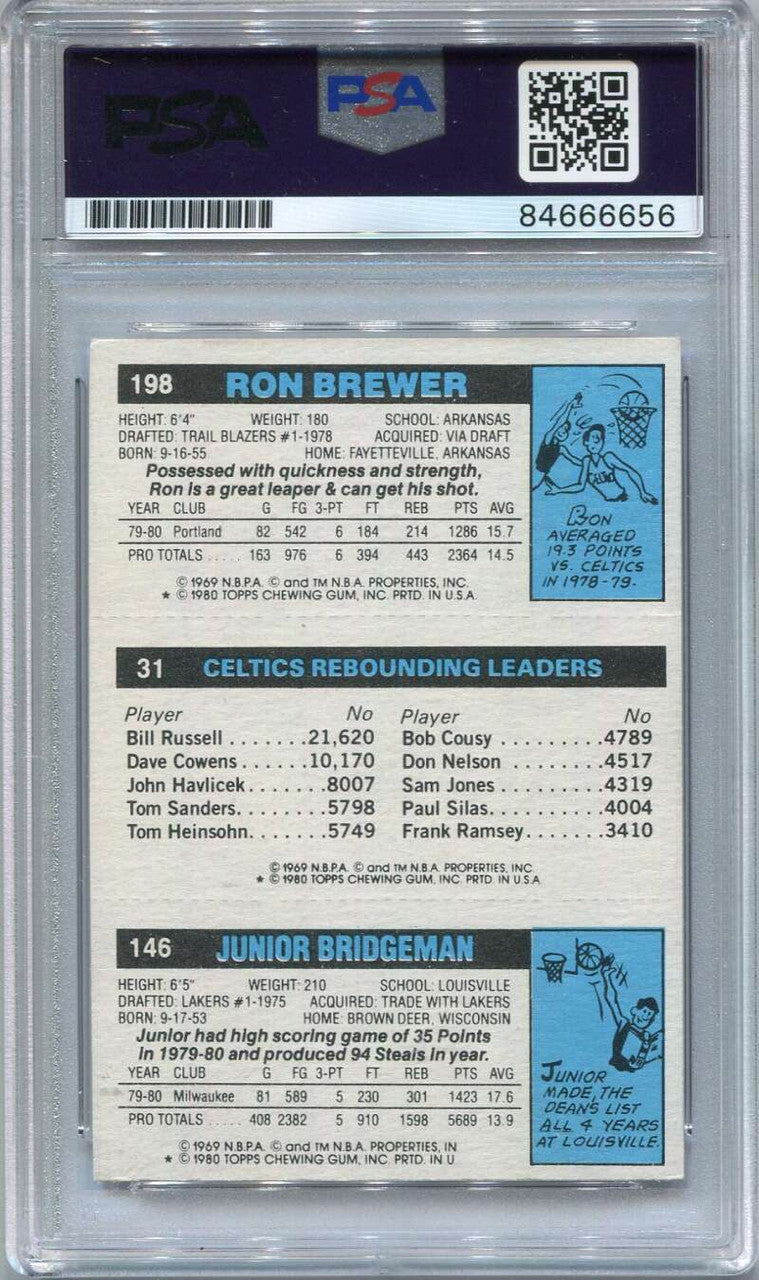 SOLD 136398 1980-81 Topps Brewer Bridgeman Larry Bird Rookie PSA/DNA GEM MT 10 Auto Grade