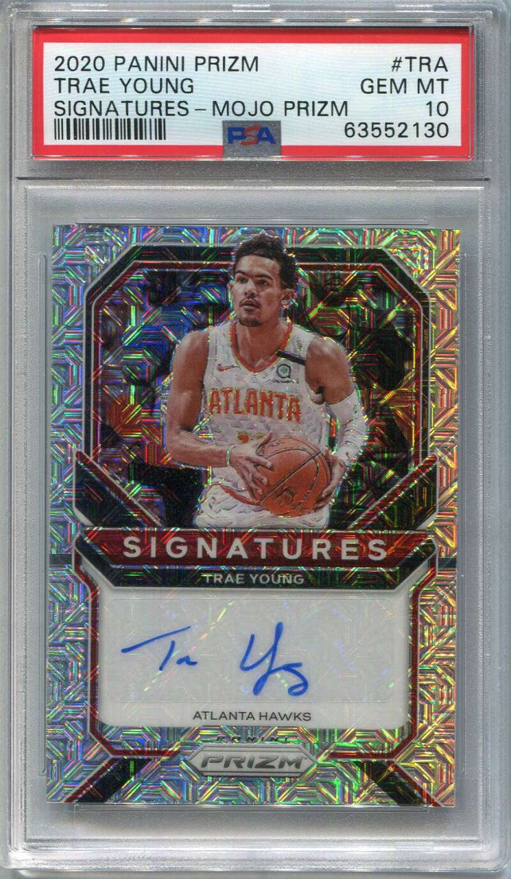 2020-21 Panini Prizm Signatures Prizms Mojo 50 Trae Young Auto 15/25 PSA 10 GEM