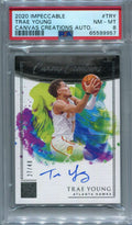 2020-21 Panini Impeccable Canvas Creations Autographs Trae Young Auto /49 PSA 8