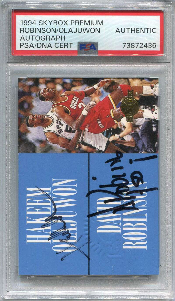 1994-95 SkyBox Premium NNO Olajuwon David Robinson Dual Auto PSA/DNA Authentic