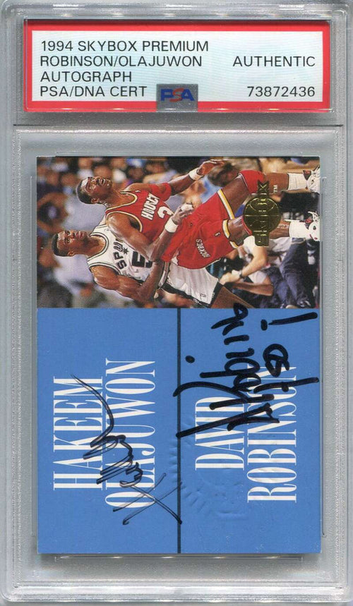1994-95 SkyBox Premium NNO Olajuwon David Robinson Dual Auto PSA/DNA Authentic