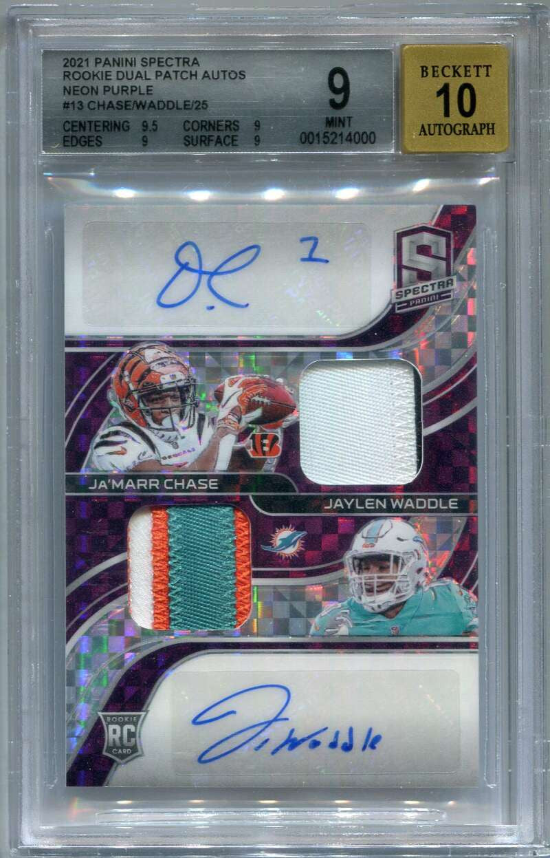 2021 Panini Spectra Purple Ja'Marr Chase Waddle Rookie Patch Auto 6/25 BGS 9 10