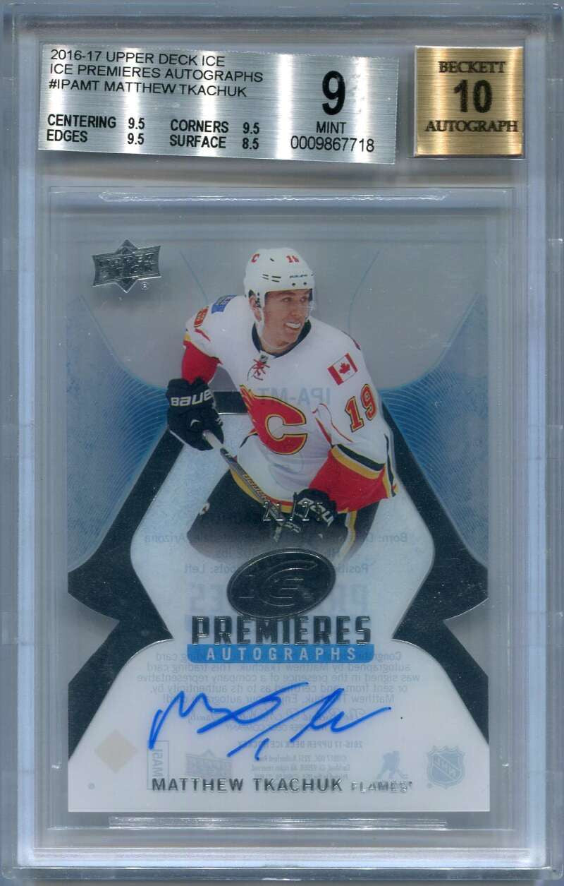 2016-17 Upper Deck Ice Premieres Autographs Matthew Tkachuk RC Auto /25 BGS 9 10