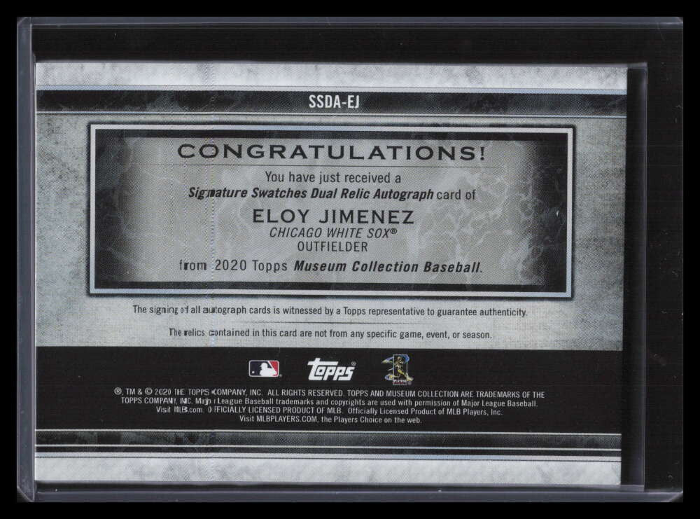 2020 Topps Museum Signature Swatches Copper Eloy Jimenez Dual Jersey Auto 6/50