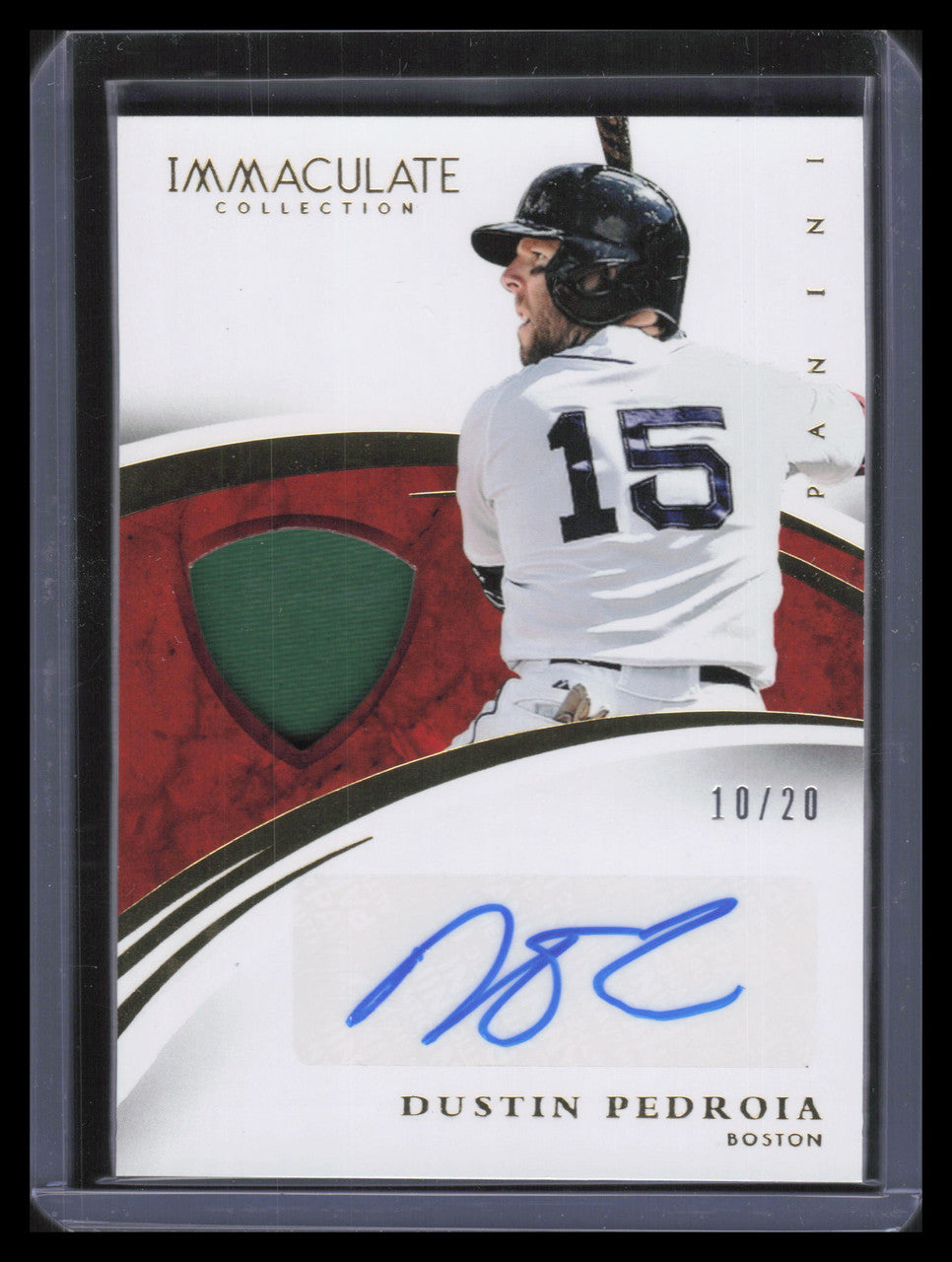 SOLD 136518 2015 Immaculate Collection Autograph Materials Dustin Pedroia Jersey Auto 10/20