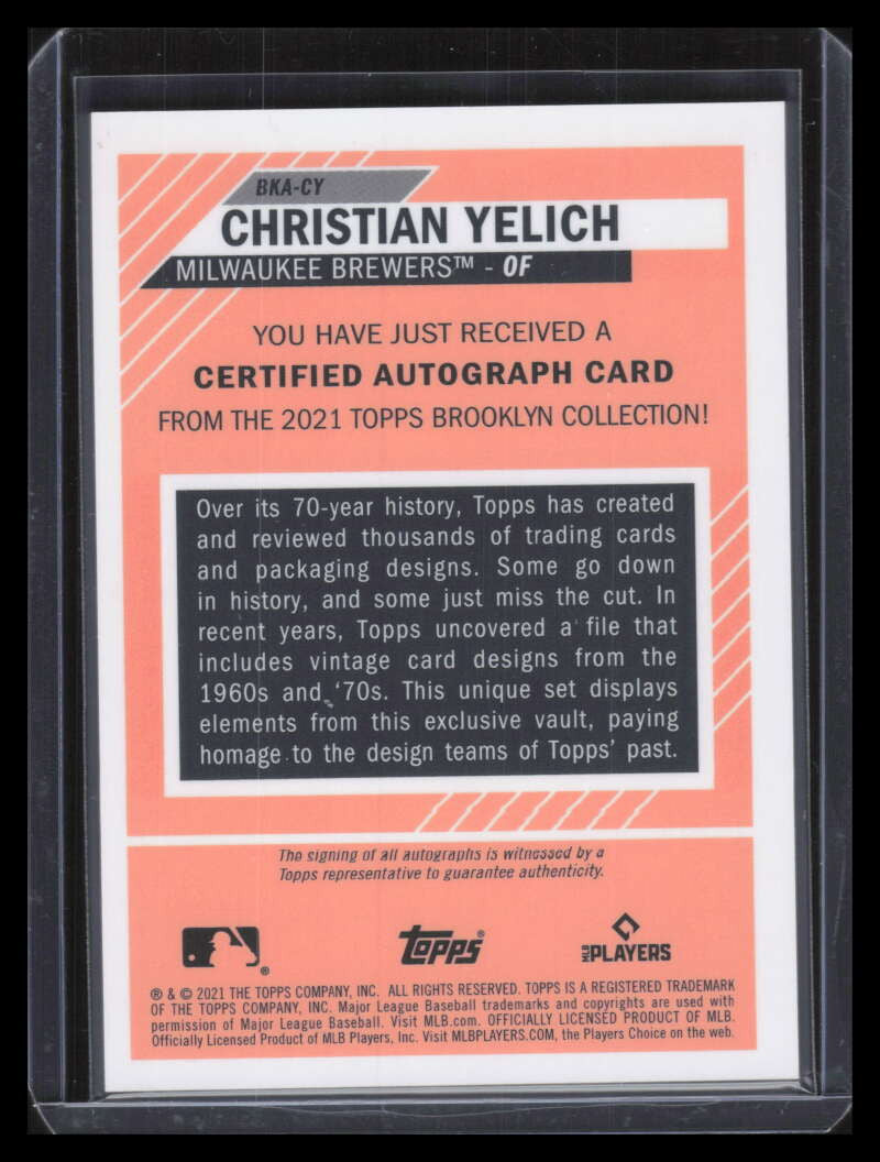 2021 Topps Brooklyn Collection Autographs Orange Christian Yelich Auto 15/20