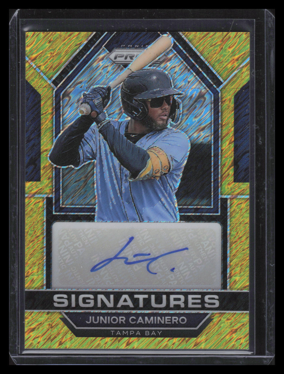 2023 Panini Prizm Signatures Gold Shimmer 54 Junior Caminero Rookie Auto 3/10