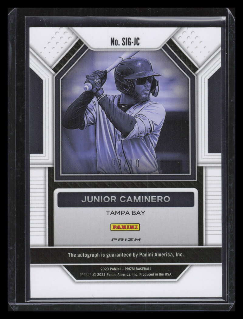 2023 Panini Prizm Signatures Gold Shimmer 54 Junior Caminero Rookie Auto 3/10