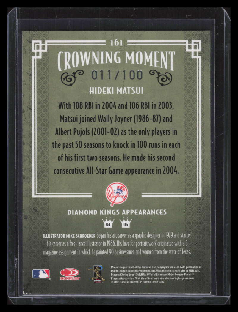 2005 Diamond Kings Bronze 161 Hideki Matsui 11/100