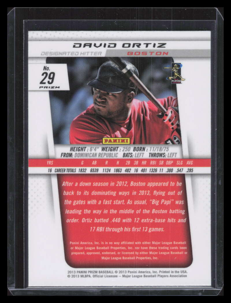 2013 Panini Prizm Prizms Blue Refractor 29 David Ortiz