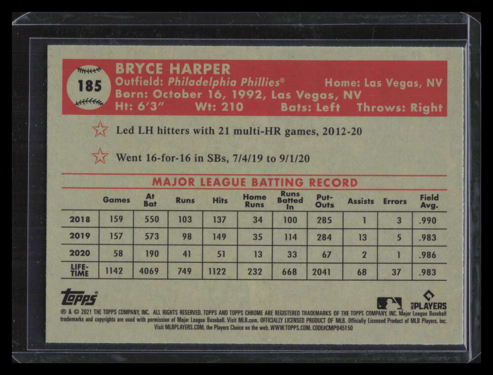 2021 Topps Chrome Platinum Anniversary X-fractor 185 Bryce Harper