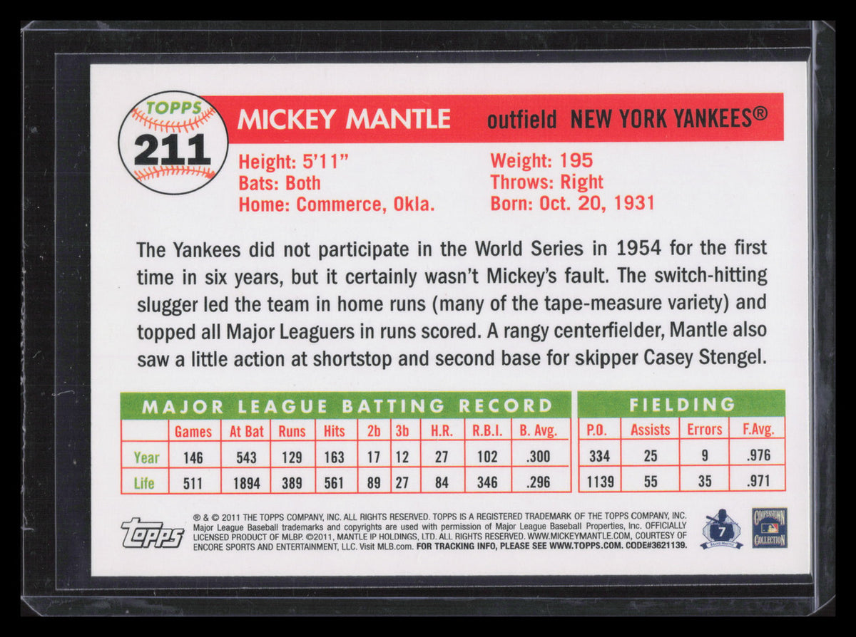 2011 Topps Lost Cards Original Backs 211 Mickey Mantle