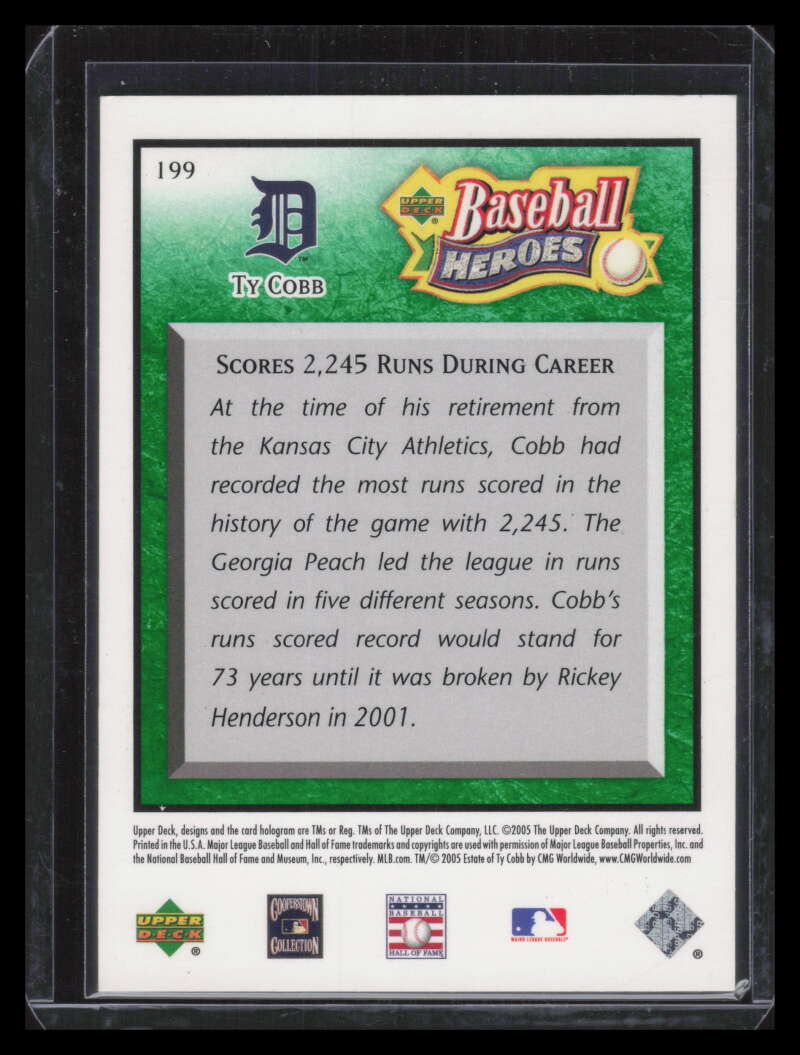 2005 Upper Deck Baseball Heroes Emerald 199 Ty Cobb Tigers 49/199