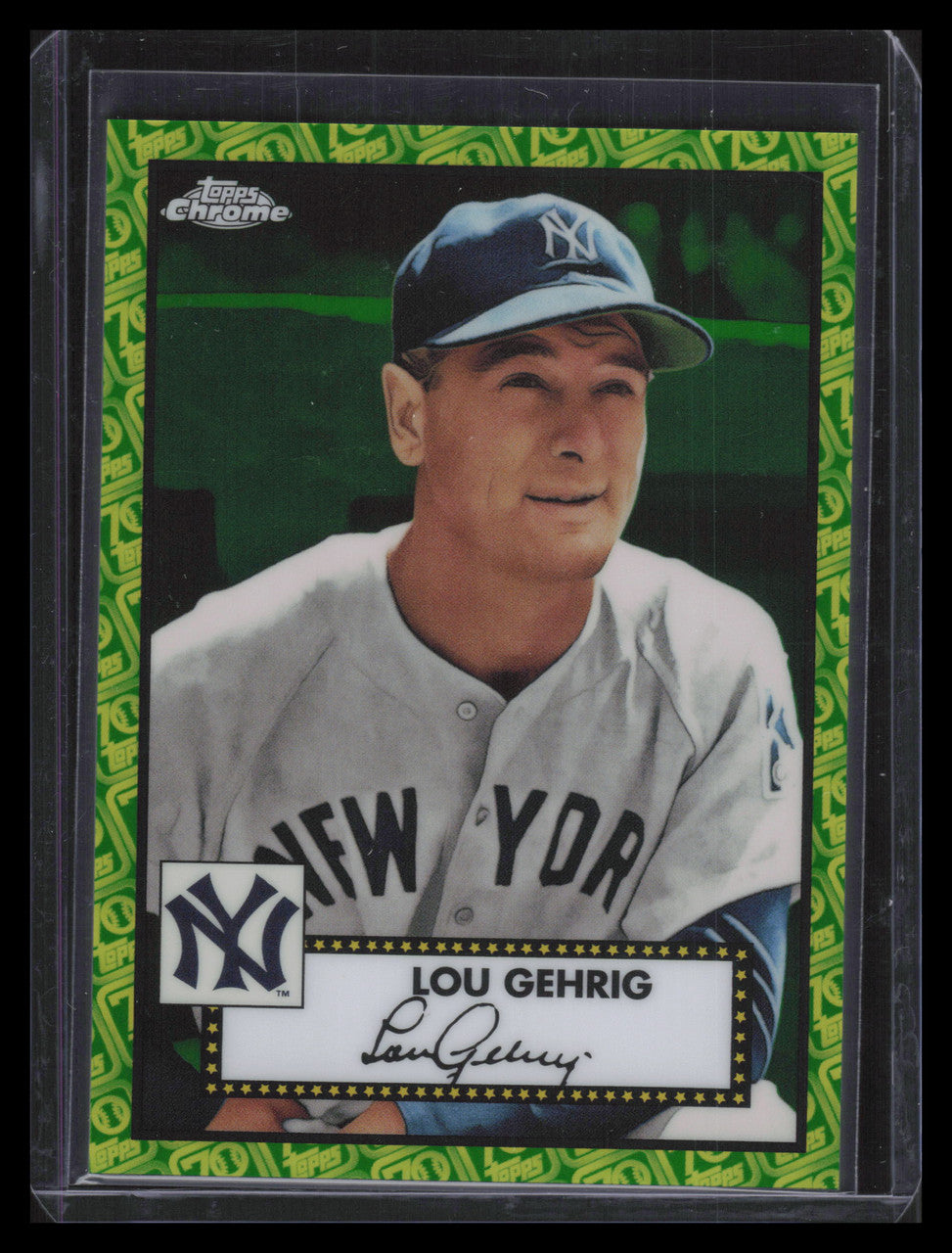SOLD 136755 2021 Topps Chrome Platinum Green and Yellow 70th Refractor 613 Lou Gehrig 94/99