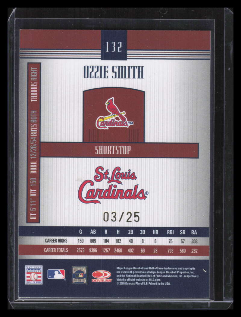 2005 Donruss Signature Century Proofs Gold 132 Ozzie Smith 3/25