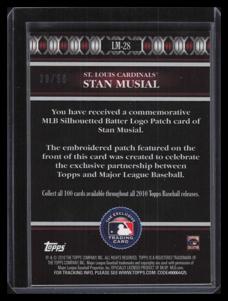 SOLD 136770 2010 Topps Manufactured MLB Logoman Patch lm28 Stan Musial Logoman Patch 39/50