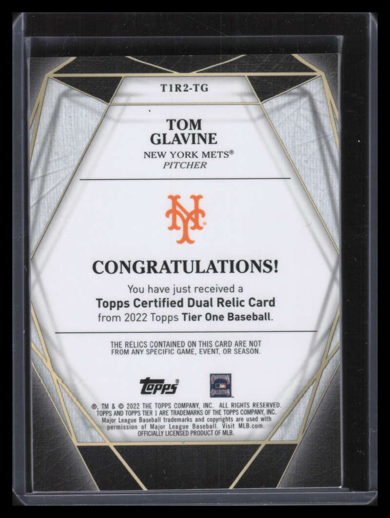 2022 Topps Tier One Relics Dual Patch t1rtg Tom Glavine Jersey Patch 22/25