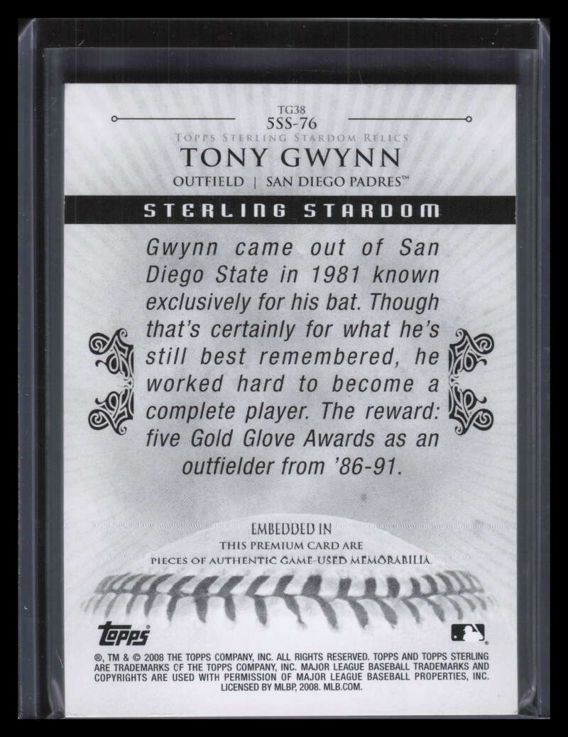 2008 Topps Sterling Stardom Relics Five Silver 5ss76 Tony Gwynn 5 Jersey 1/1