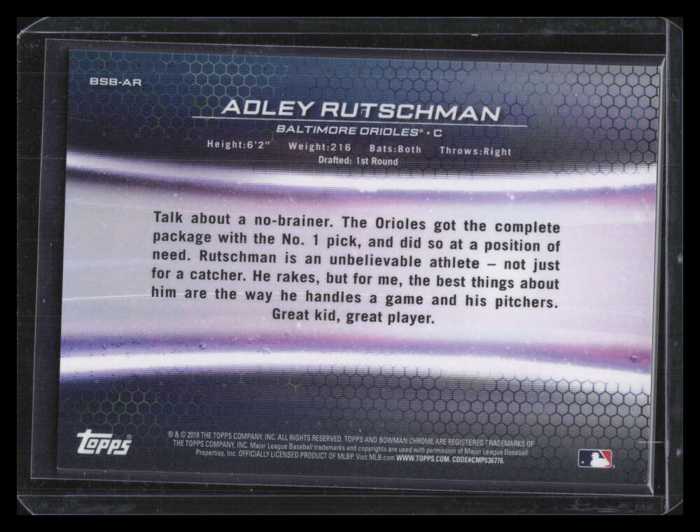 2019 Bowman Chrome Draft Breakdown Green Refractor Adley Rutschman Rookie 2/99
