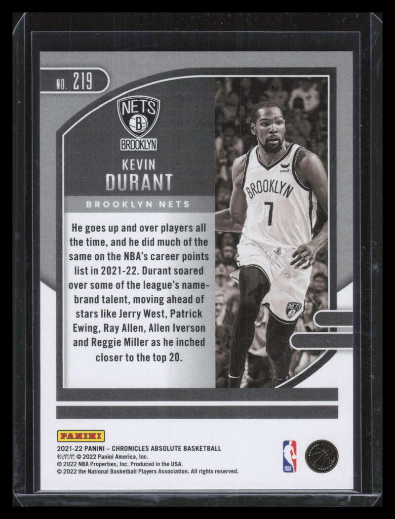 2021-22 Panini Chronicles Blue 219 Kevin Durant Absolute 44/99