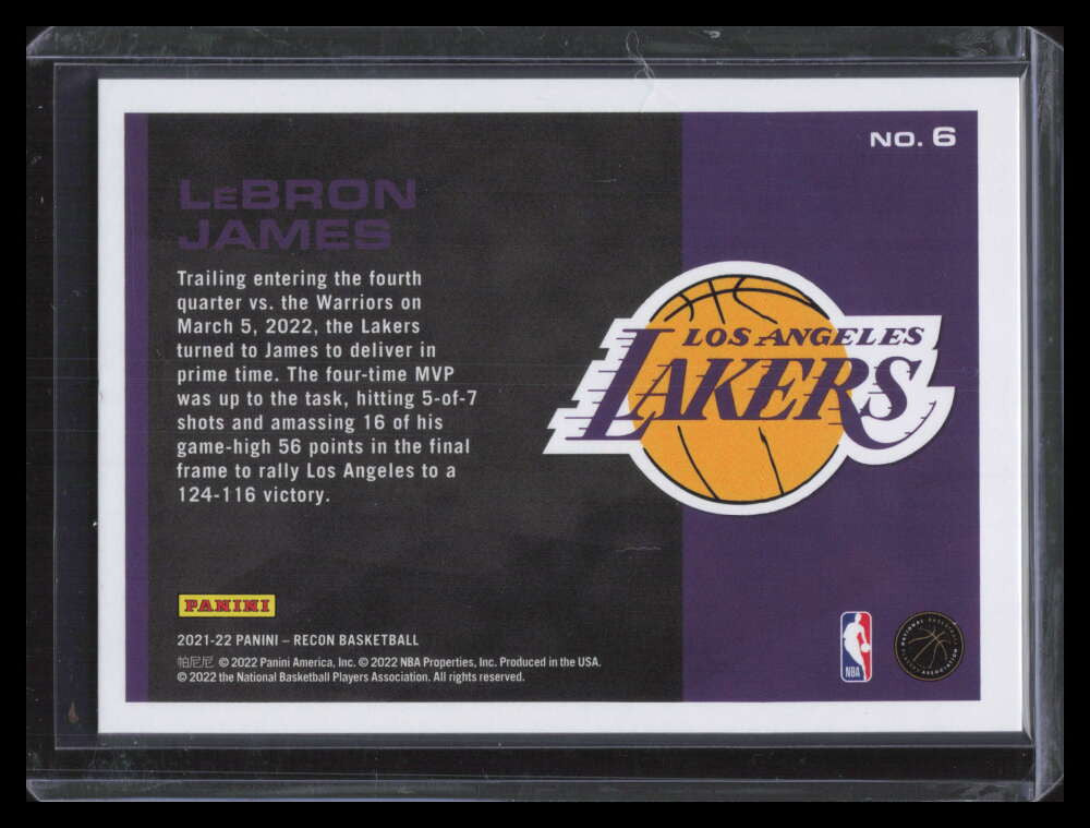 2021-22 Panini Recon Closing Statements 6 LeBron James