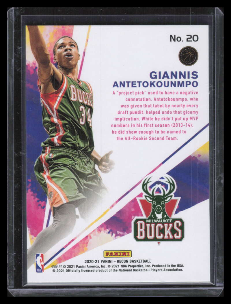 2020-21 Panini Recon Rookie Review Red 20 Giannis Antetokounmpo 177/199