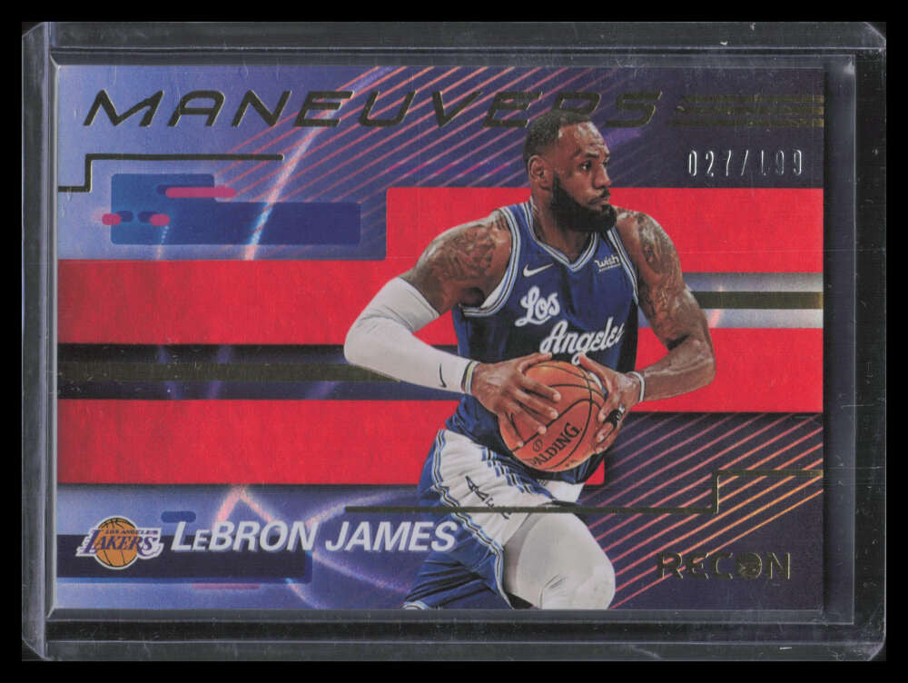 SOLD 136901 2020-21 Panini Recon Maneuvers Red 3 LeBron James 27/199