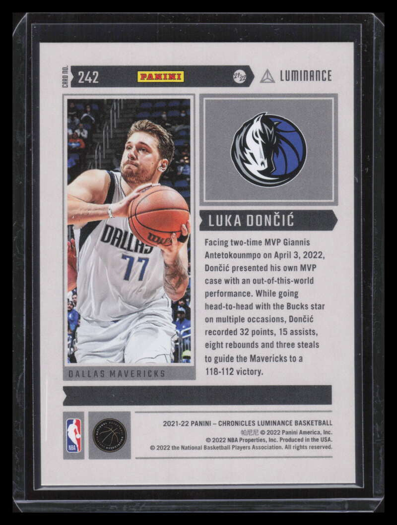 DELETE 136903 2021-22 Panini Chronicles Blue 242 Luka Doncic Luminance 47/99