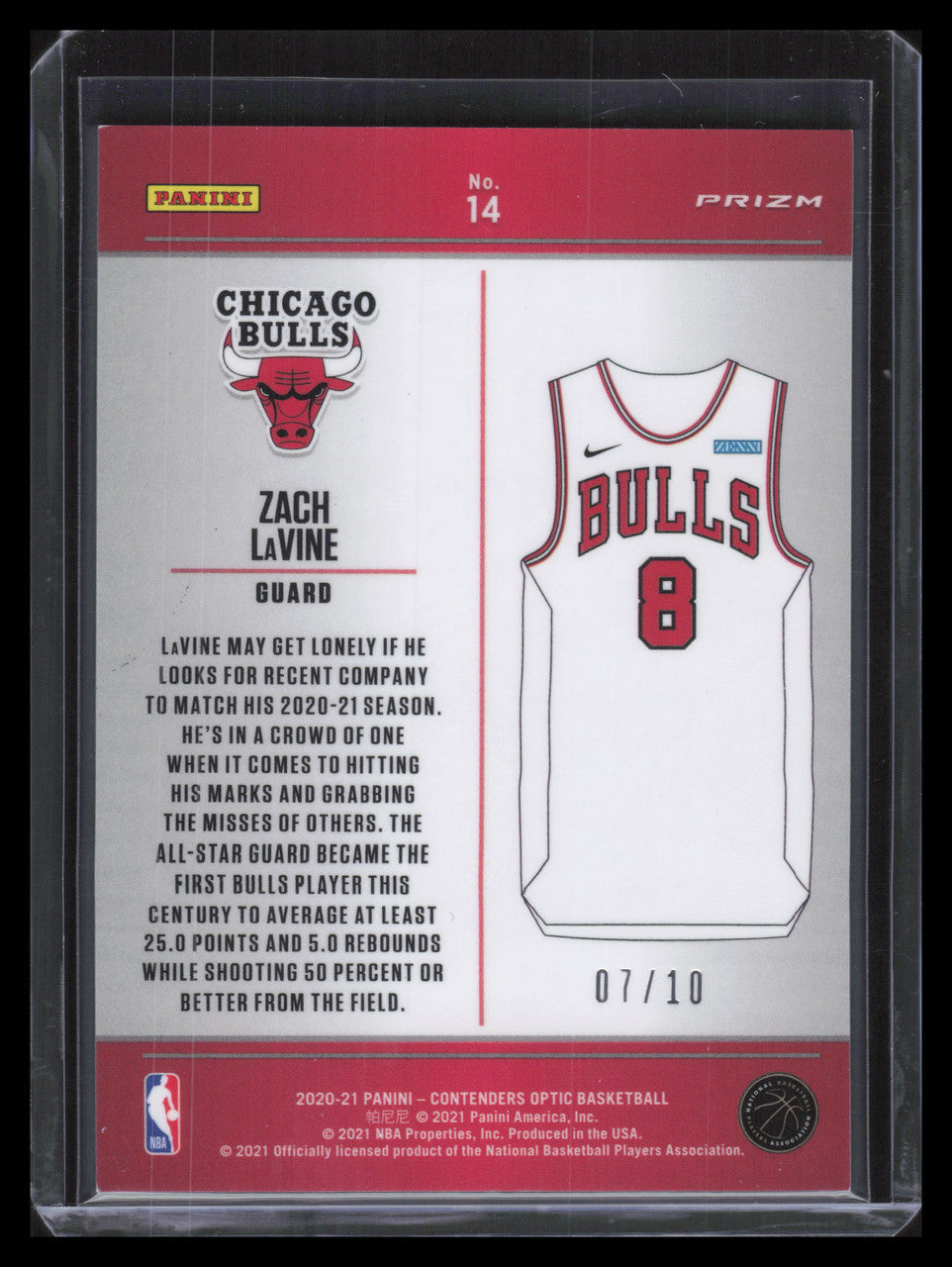 2020-21 Panini Contenders Optic Uniformity Gold 14 Zach LaVine 7/10