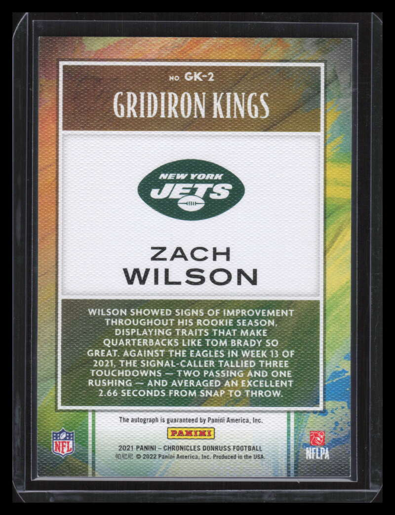 DELETE 136962 2021 Panini Chronicles Gridiron Kings Signatures 2 Zach Wilson Rookie Auto 50/99