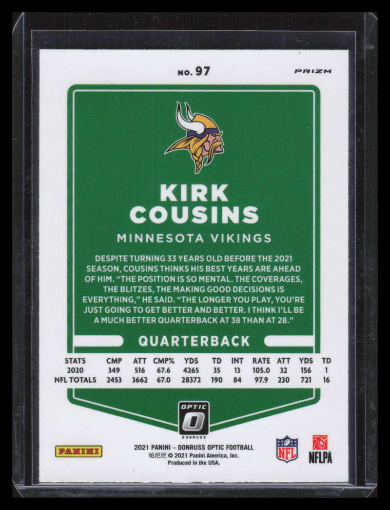 2021 Donruss Optic Rocket Refractor 97 Kirk Cousins