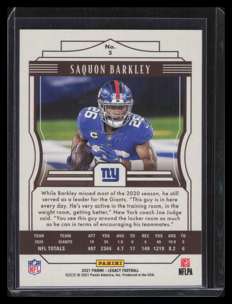 2021 Panini Legacy Violet 5 Saquon Barkley 7/10