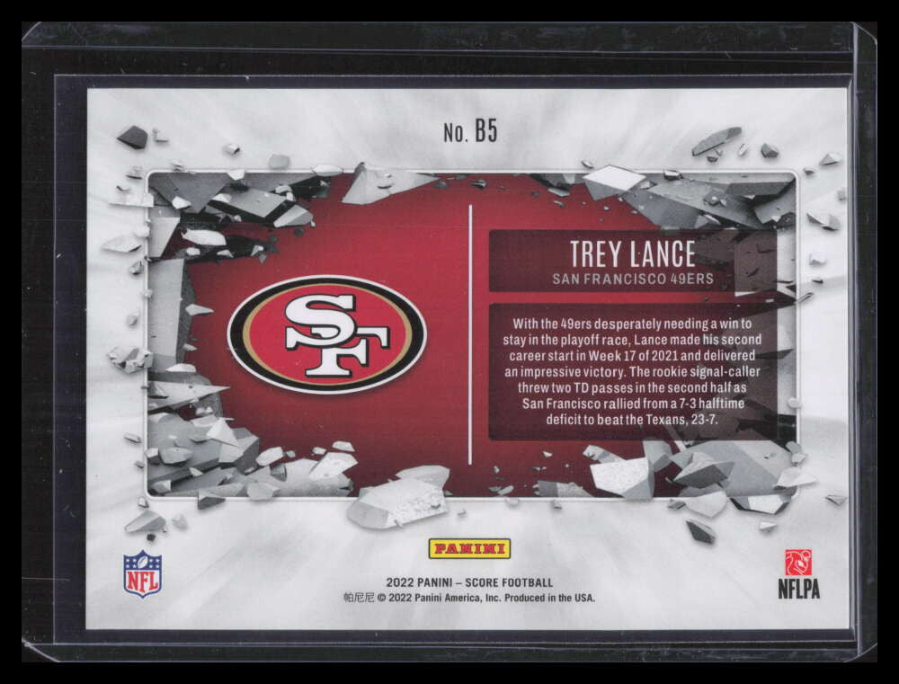 DELETE 137034 2022 Score Breakthrough End Zone 5 Trey Lance 4/6