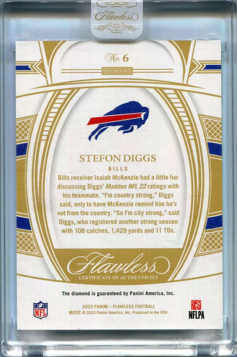 2022 Panini Flawless Diamond Black 6 Stefon Diggs Diamond Gem 1/1