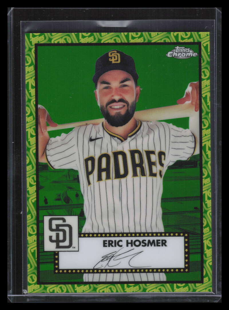 2021 Topps Chrome Platinum Green and Yellow 70th Refractor 334 Eric Hosmer 6/99