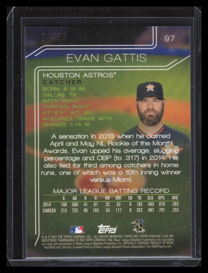 2015 Stadium Club Foilboard 97 Evan Gattis 19/25
