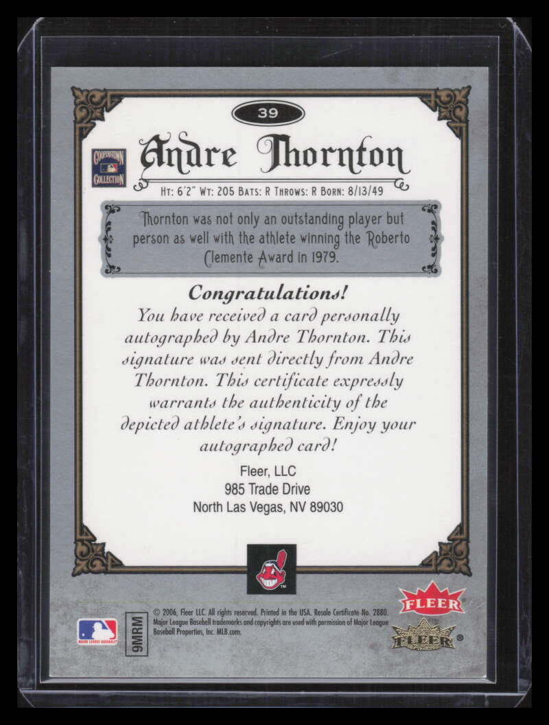 2006 Greats of the Game Autographs 39 Andre Thornton Thunder Auto