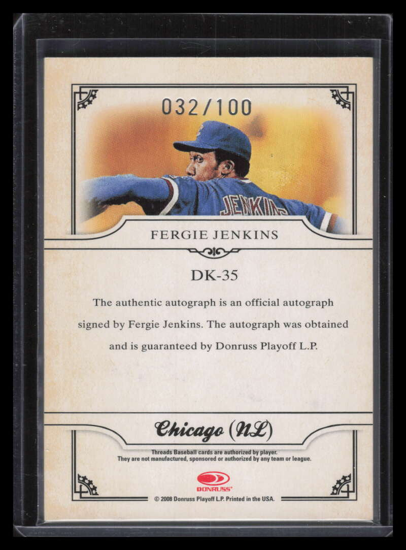 DELETE 137423 2008 Donruss Threads Diamond Kings Signatures 35 Fergie Jenkins Auto 32/100