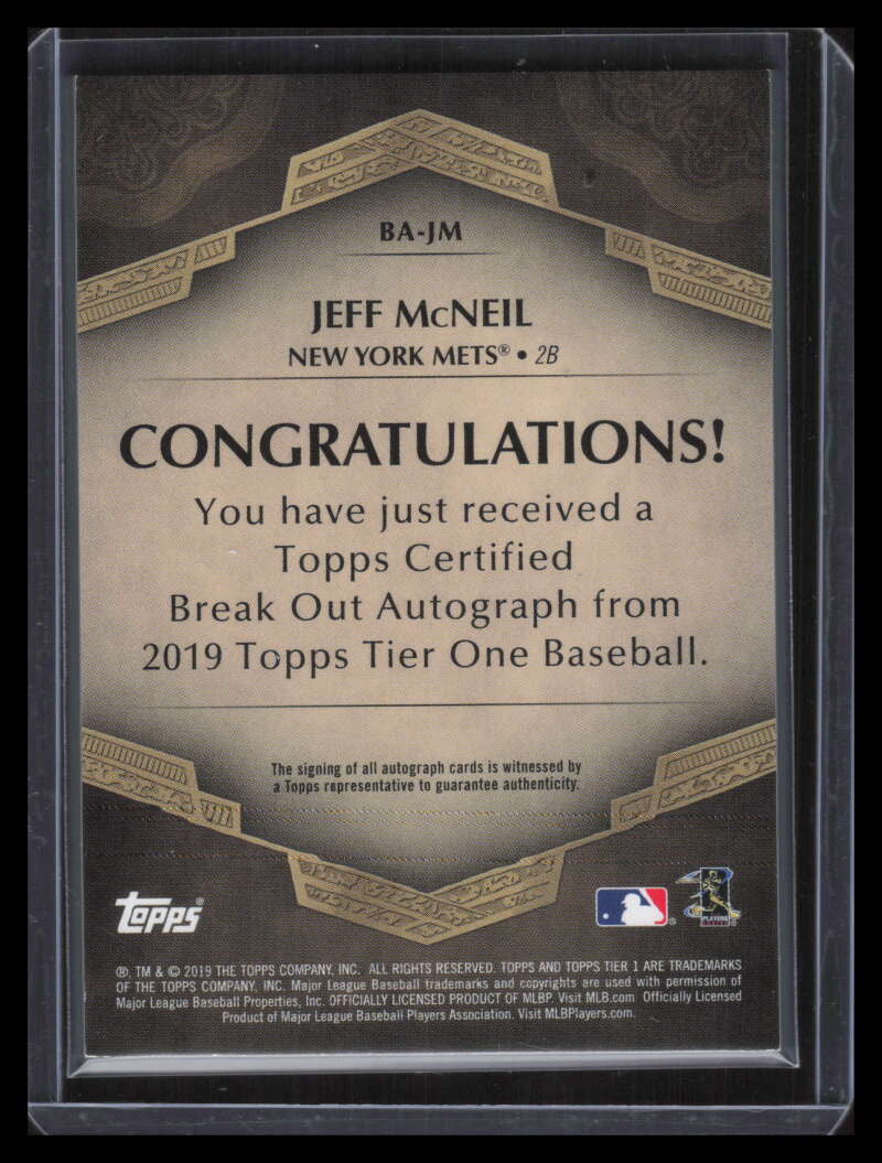 2019 Topps Tier One Break Out Autographs BAJM Jeff McNeil Rookie Auto 243/250
