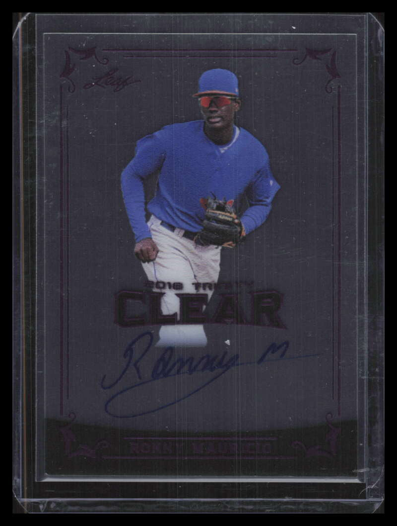 2018 Leaf Trinity Clear Autographs Purple carm1 Ronny Mauricio Rookie Auto