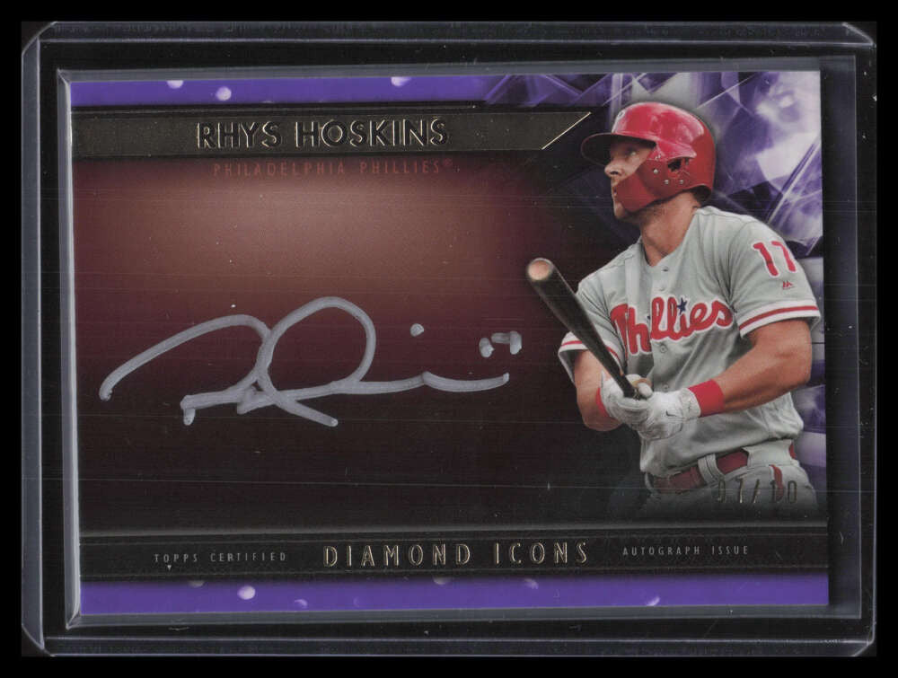 2019 Topps Diamond Icons Silver Ink Autographs Purple Rhys Hoskins Auto 7/10