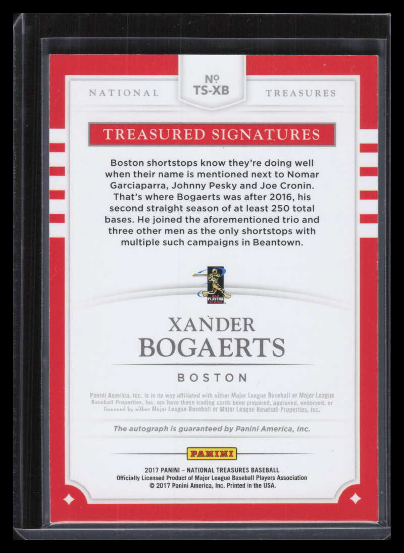 2017 Panini National Treasures Treasured Signatures 5 Xander Bogaerts Auto 7/25