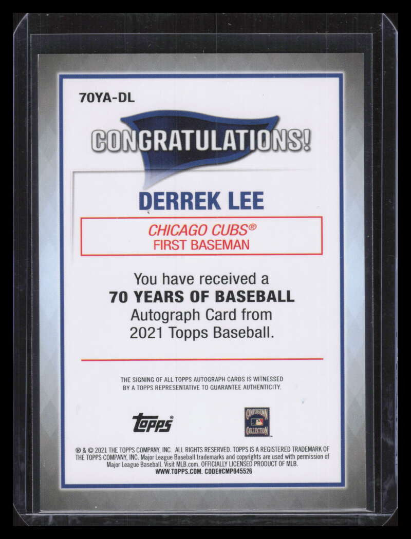 DELETE 137558 2021 Topps 70 Years of Baseball Autographs Gold 70yadl Derrek Lee Auto 30/50
