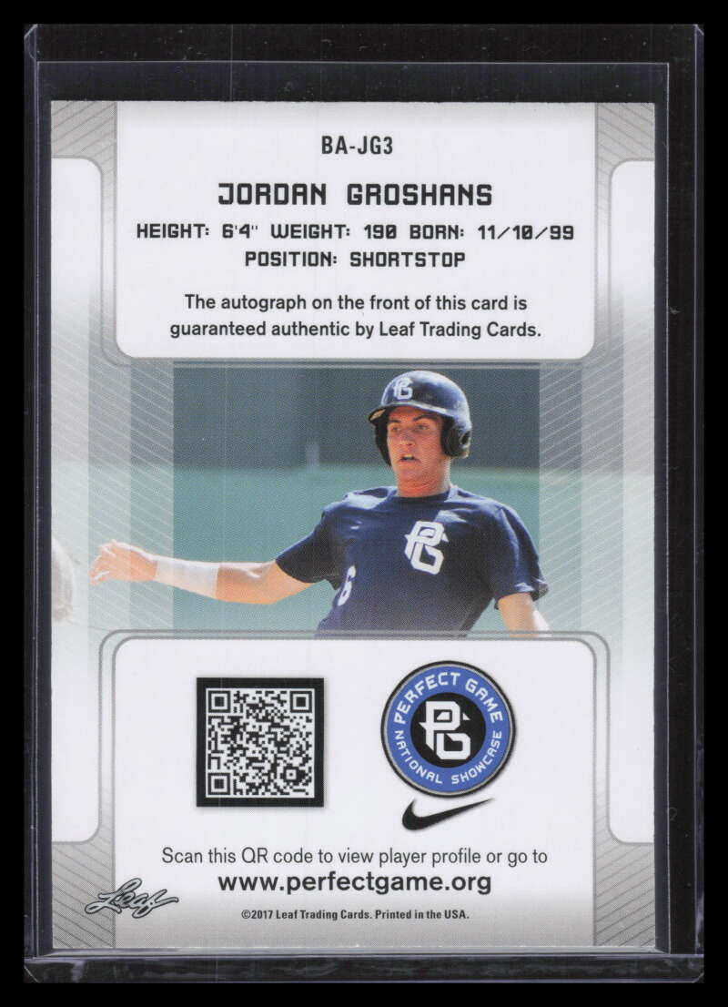 2017 Leaf Perfect Game National Showcase Autographs Jordan Groshans RC Auto 1/1