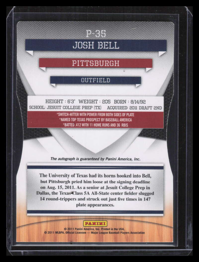 2011 Donruss Elite Prospects Signature Status Gold Josh Bell Rookie Auto 1/5