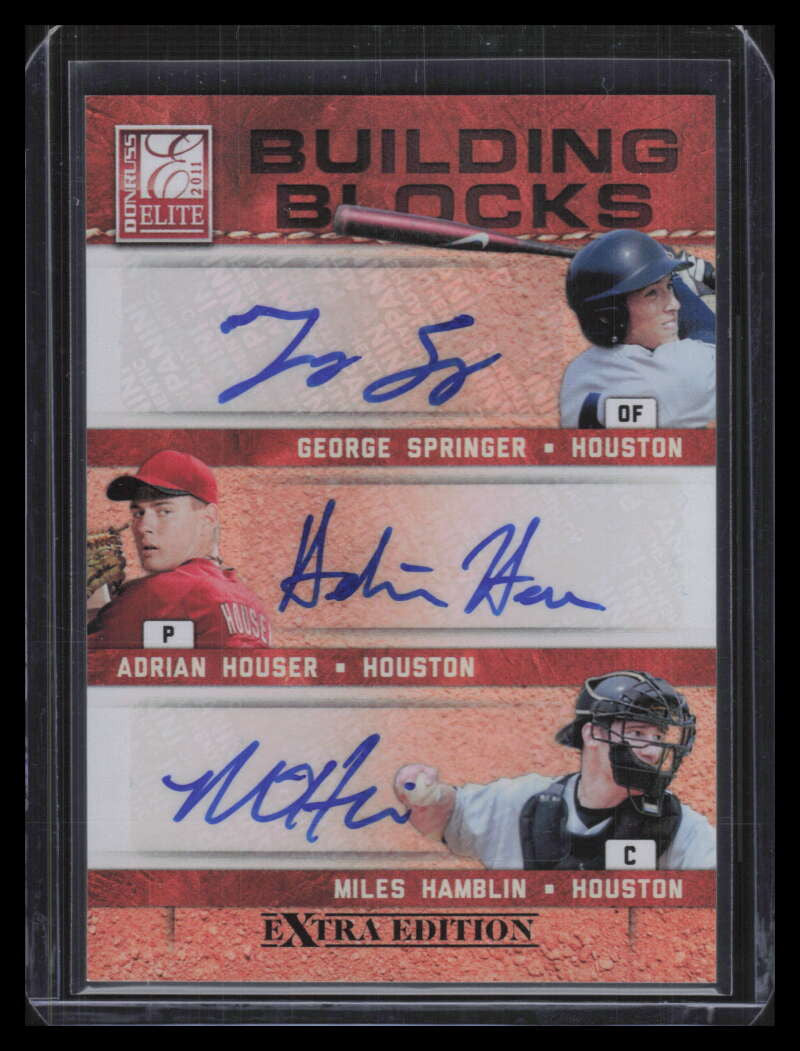 2011 Elite Building Blocks Houser Hamblin George Springer RC Triple Auto 10/25
