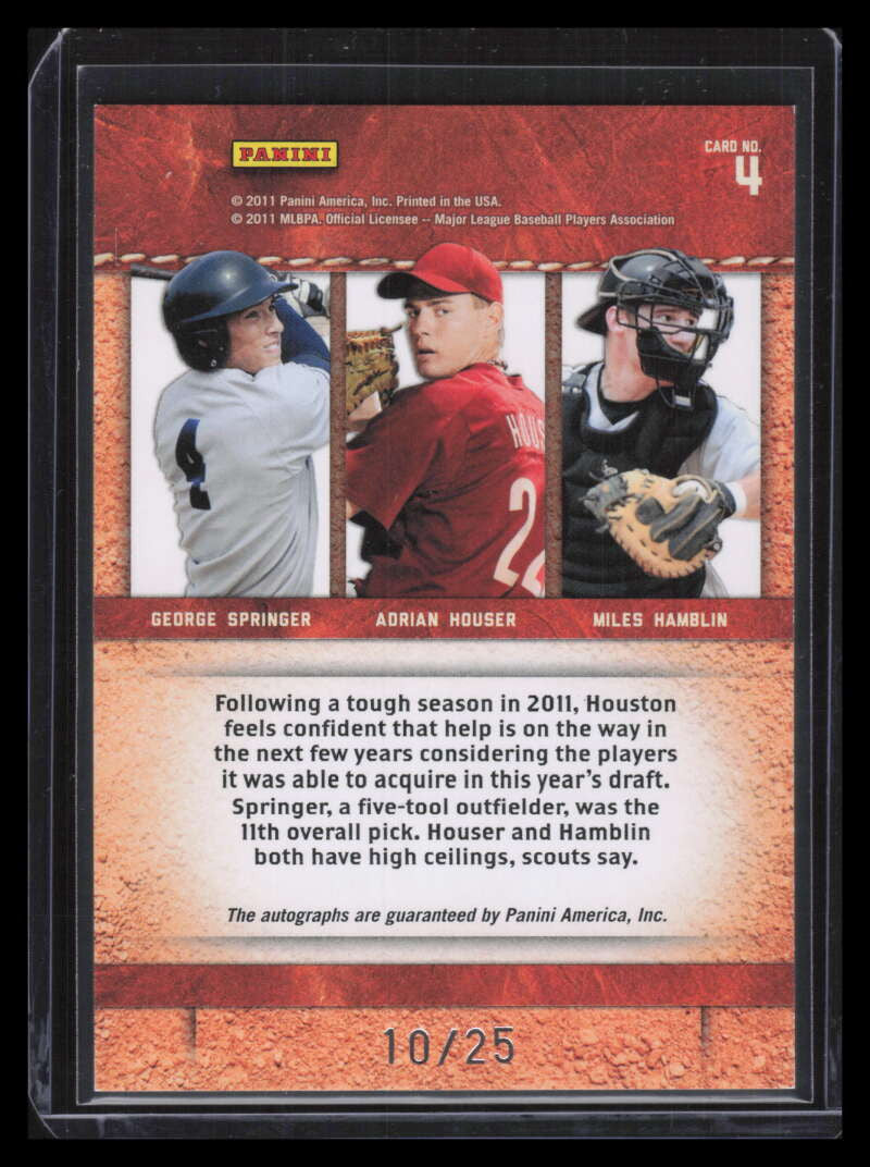 2011 Elite Building Blocks Houser Hamblin George Springer RC Triple Auto 10/25